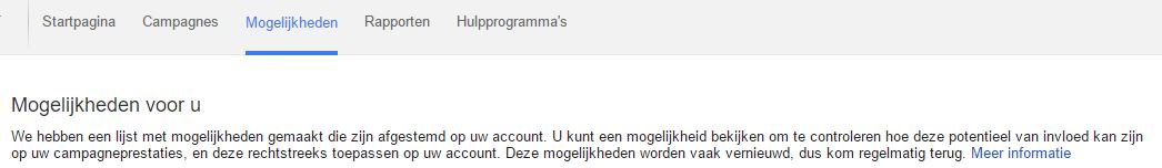 Mogelijkheden tab