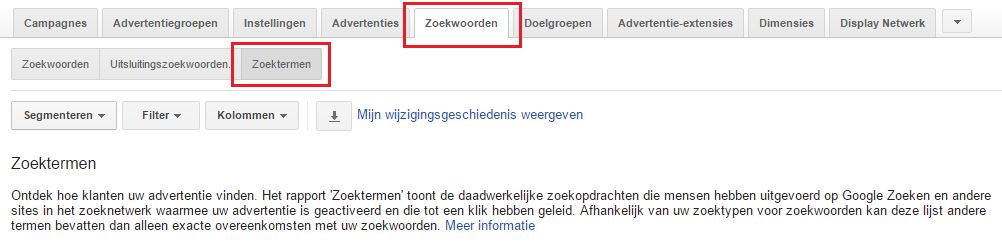 Zoektermen rapport
