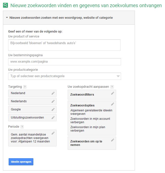 Zoekwoordplanner