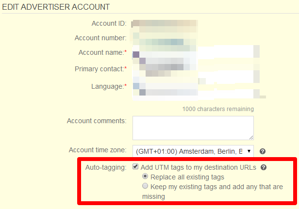 BingAds auto-tagging activeren